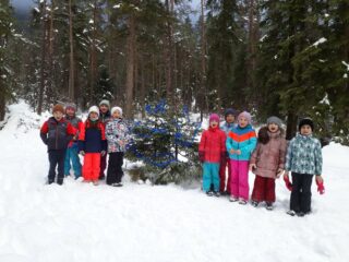 VS Innerbraz - Kinder im Schnee schmückten ihren Weihnachtsbaum