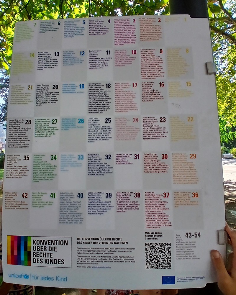 Tafel mit allen Kinderrechten. (c) KibeV